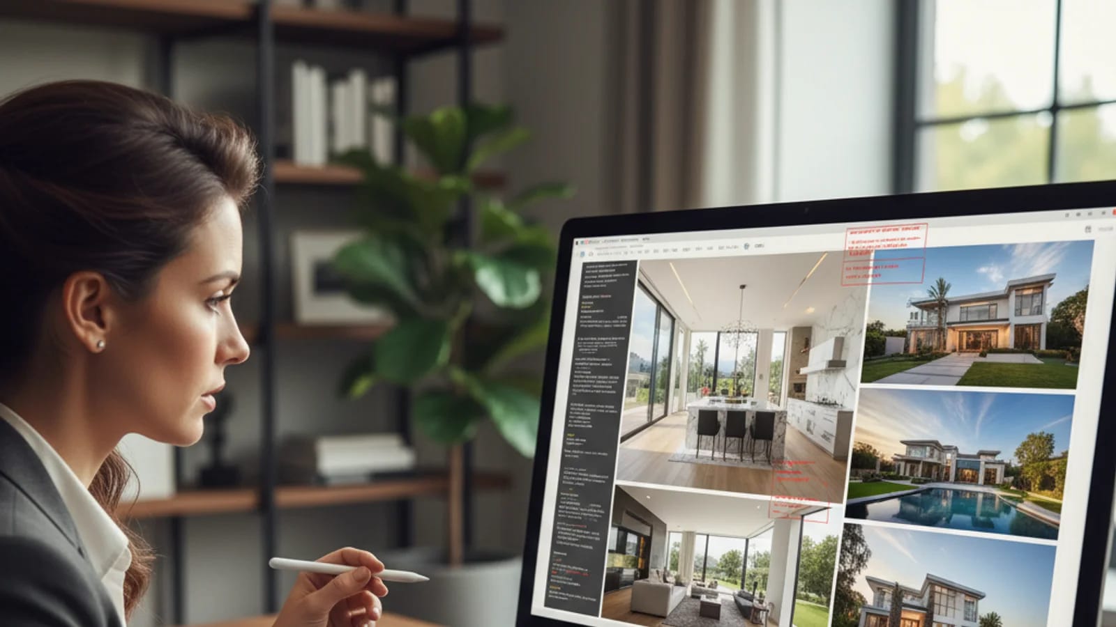 Photographer reviewing batch-enhanced listing images with a consistent quality control workflow