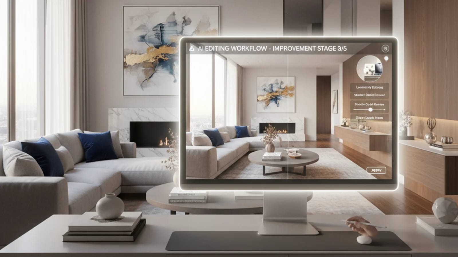 Irish real estate agent reviewing apartment and family home photos for portals
