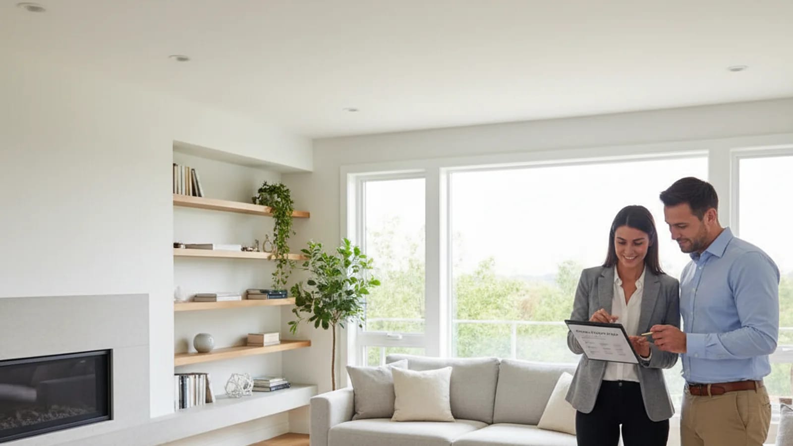 Homeowner and agent reviewing a room-by-room prep checklist before listing photos