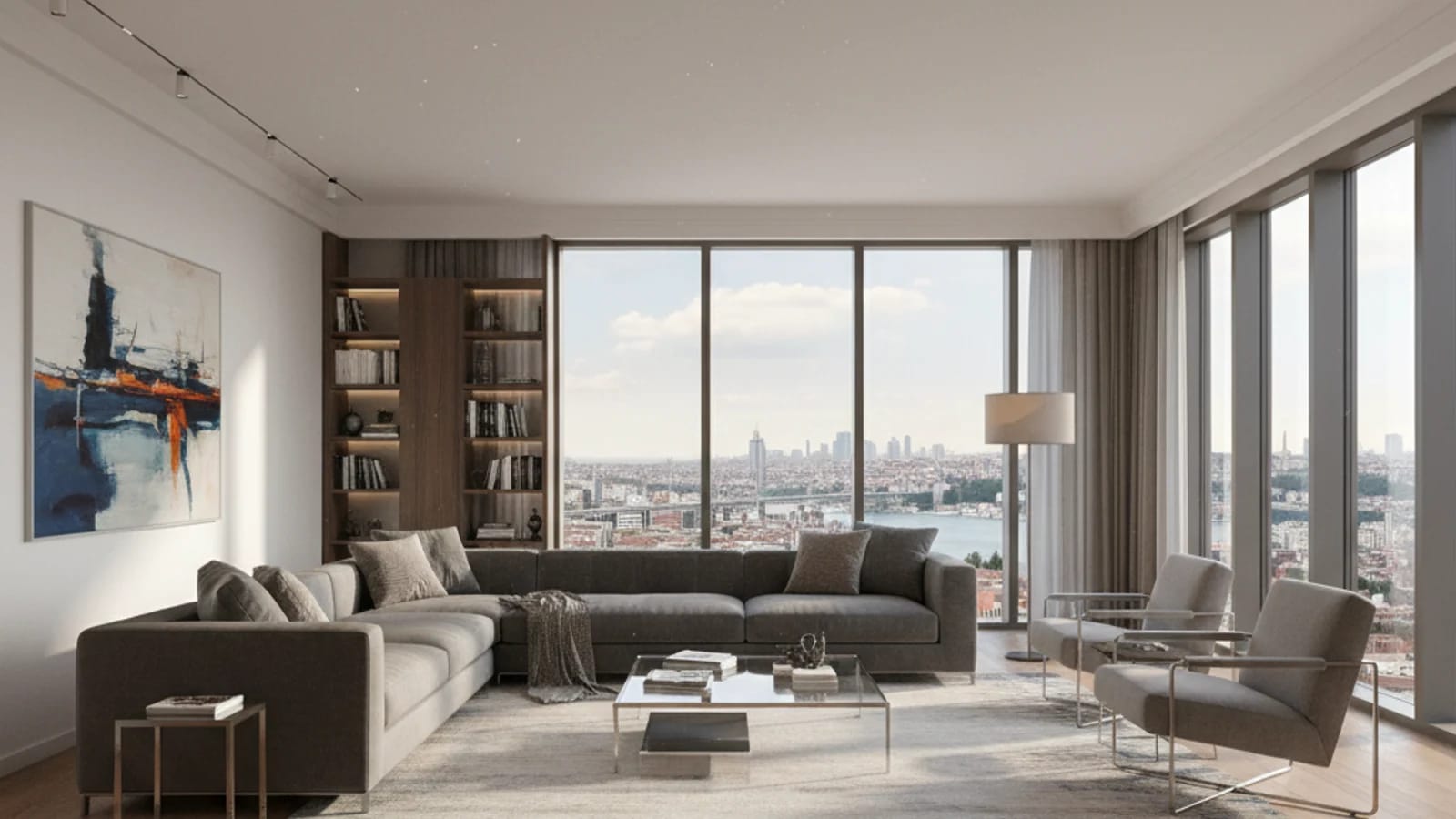 Agent comparing an empty apartment in Turkey with a staged preview