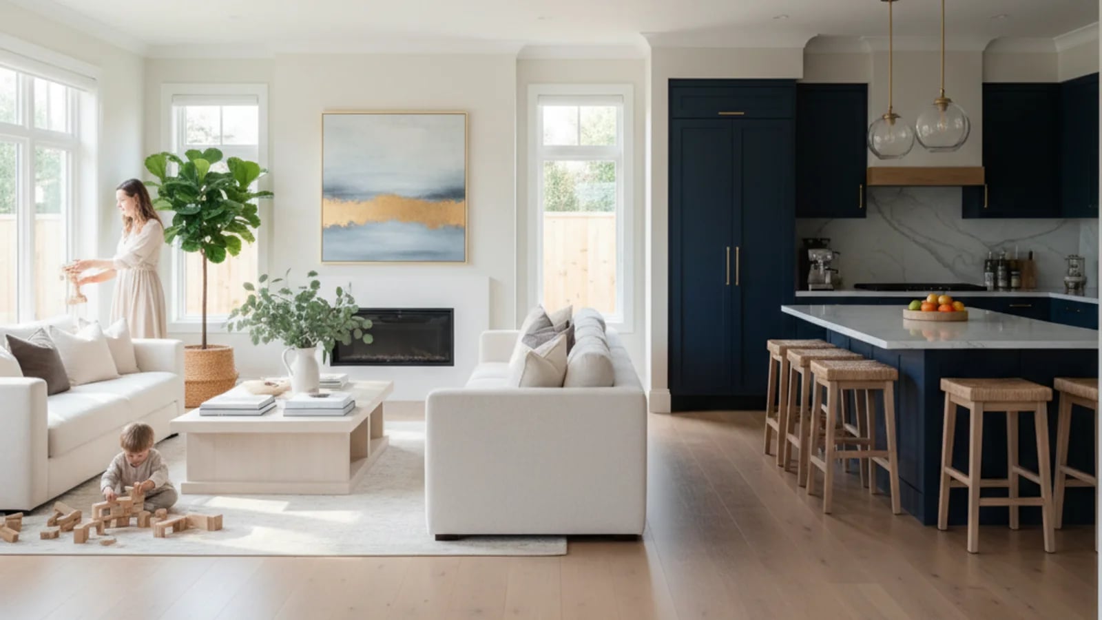Occupied family home being prepared for listing photography with a tidy visual plan