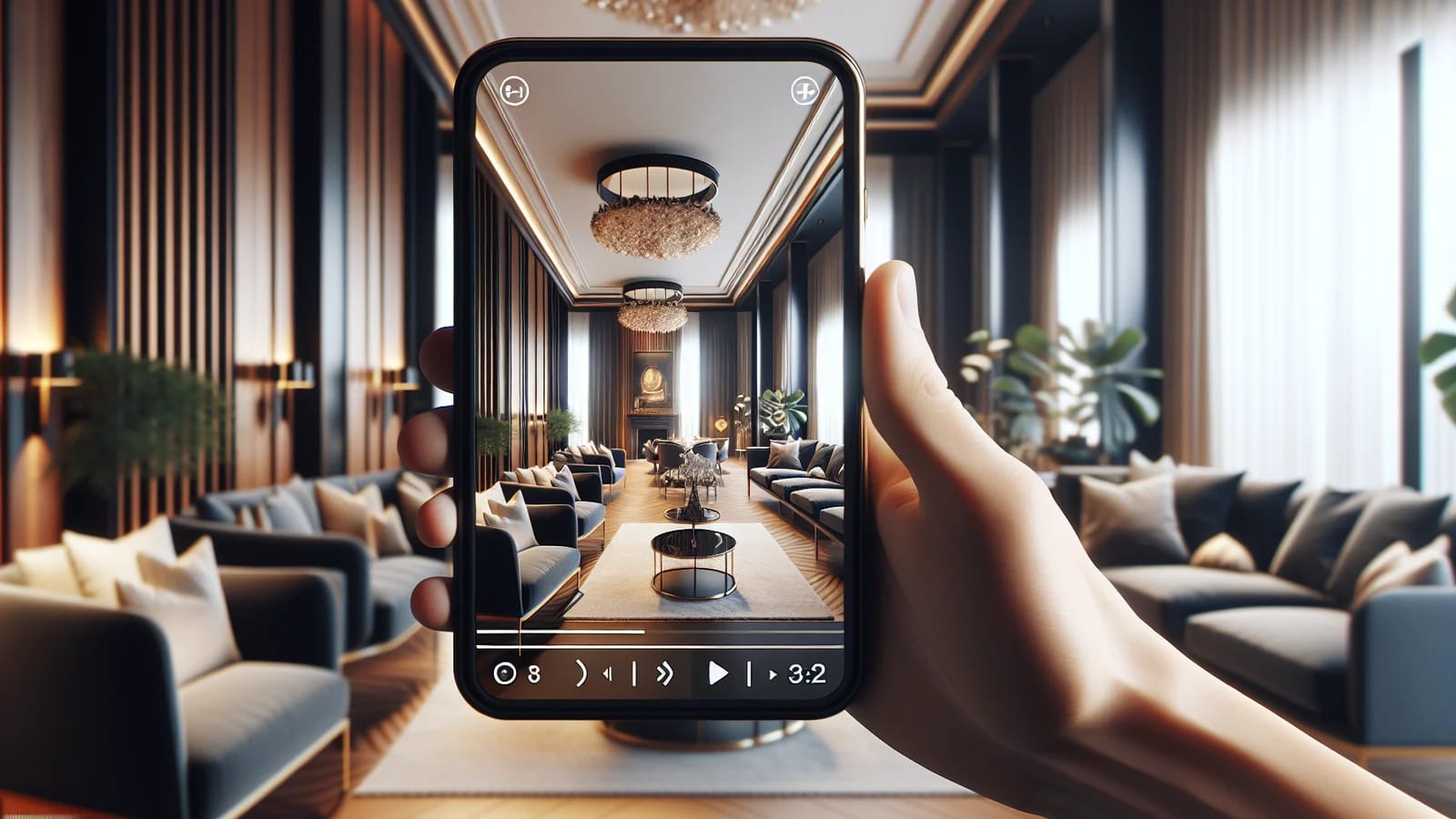 Vertical real estate reel showing a premium property in a short-form mobile preview